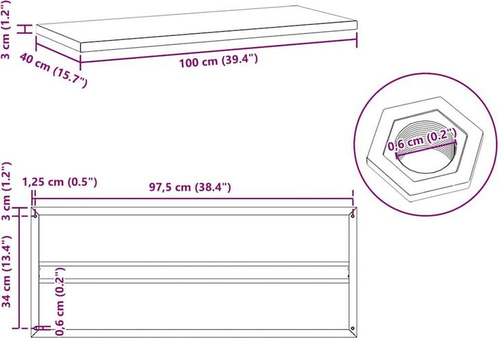 Actual product image VidaXL Wall shelves 2 pcs. Noble (100 x 40 x 3 cm)