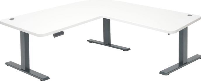 Produktbild Swisshandel24 Eck-Schreibtisch, Computertisch, elektrisch höhenverstellbar 178x178cm 84kg weiss, anthrazit-grau