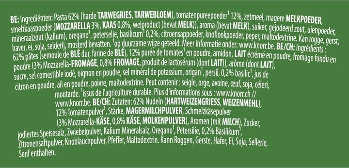 Nutritional values and ingredients Knorr Tomato mozzarella (86 g)