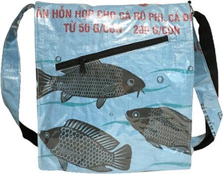 Immagine prodotto Bekos Upcycling - Borsa per studenti ricavata da sacchetti di cibo per pesci riciclati, blu