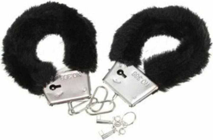 Actual product image Diablo Picante Pleasure Furry Handcuffs Black