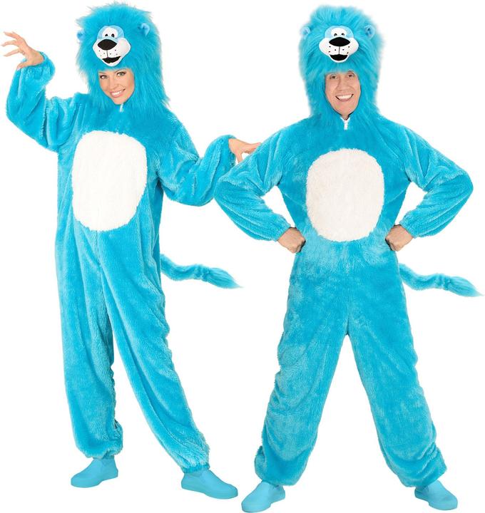 Image du produit Widmann Costume de lion bleu en peluche Combinaison avec capuche adulte (M/L)