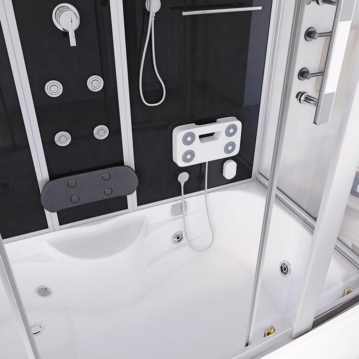 Produktbild Home Deluxe Dampfdusche mit Whirlpoolfunktion und LED-Beleuchtung YARU BLACK - 170x90x220 cm