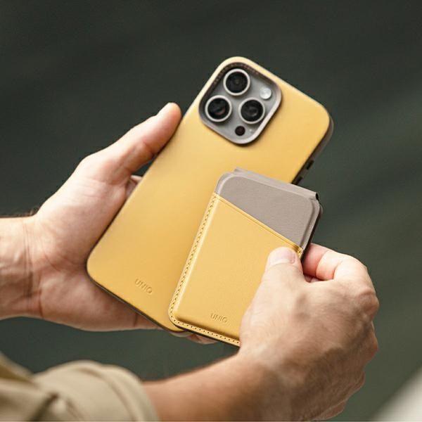 Produktbild Uniq Lyden DS magnetyczny portfel RFID i stojak na telefon żółto-szary/canary yellow-flint grey