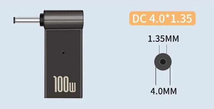 Actual product image PowerGuard USB-C to Notebook Charger Adapter DC Barrel (4.0 x 1.35 mm) (100 W)
