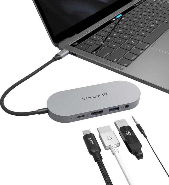 Actual product image Adam Elements CASA Hub S | Grey | USB-C 5-in-1 SSD Storage Hub 240GB (USB-C, 5 Ports)