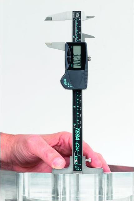 Actual product image Tesa CAL Digital Caliper IP 67 Measuring range 0-200 mm Drive wheel angular (5 cm)
