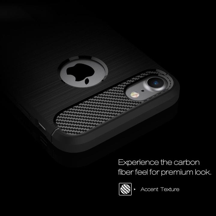 Produktbild König Design Apple iPhone 7 Plus TPU Case Carbon Fiber Optik Brushed Motiv Schutz Hülle Grau (Apple iPhone 7 Plus)