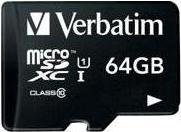Actual product image Verbatim Premium Flash Memory Card (64 GB, microSDXC, U1, UHS-I)