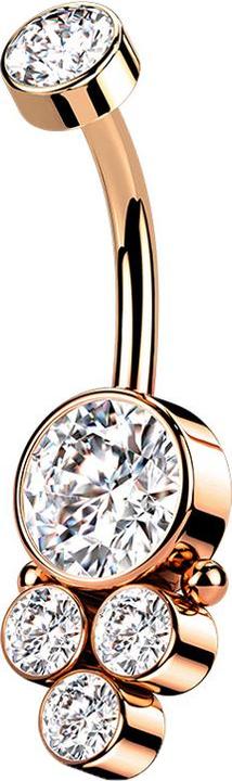 Produktbild Star Piercing Banane Innengewinde rosegold Scheibe mit Kristall und vier Kristallen (Chirurgenstahl 316L)