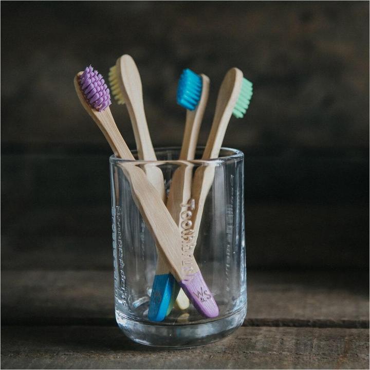 Image du produit Wild & Stone Brosses à dents pour enfants en bambou, douces, multicolores, lot de 4 (Souple, 4 x)