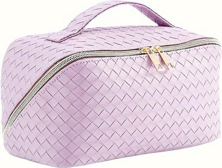 Only-Bags.Store Geräumige wasserdichte Kunstleder-Schminktasche mit Griff - tragbarer Reise-Kosmetik-Organizer mit
