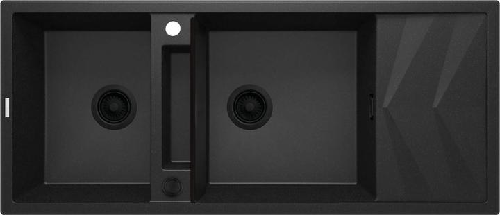 Actual product image No Name Magnetic granite washbasin with 2 bowls and drainer (Fitted sink with draining board, 8.89 cm)