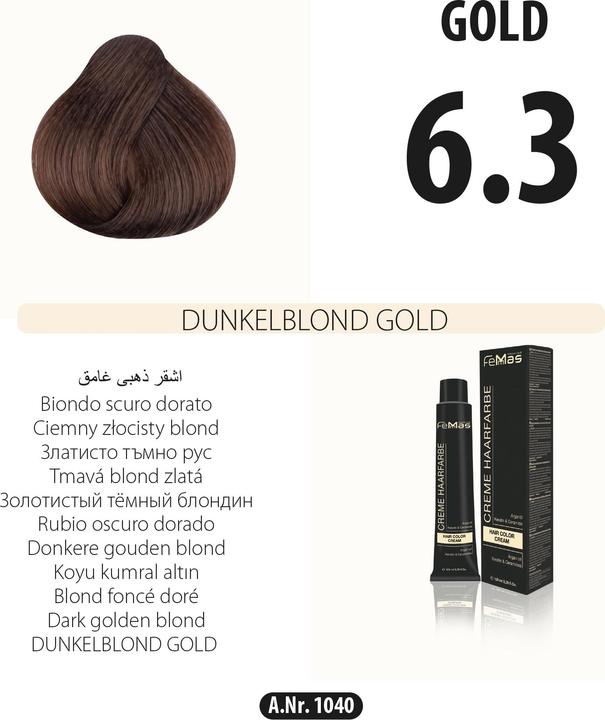 Actual product image FemMas (6.3) Haarfarbe Dunkelblond Gold 100ml (Dark blonde gold)
