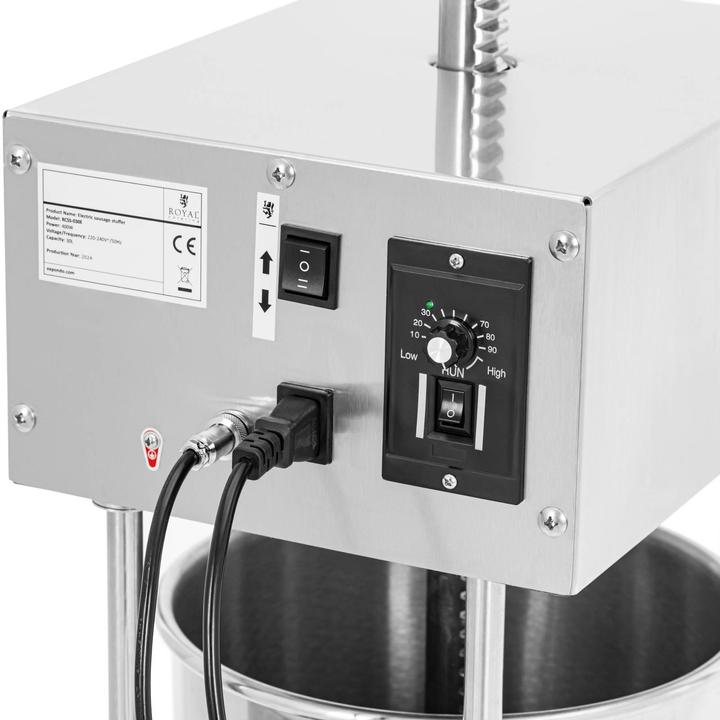 Produktbild Royal Catering Wurstfüller 400 W 30 l Fusspedal Wurstfüllmaschine 4 Füllrohre Wurstmaschine