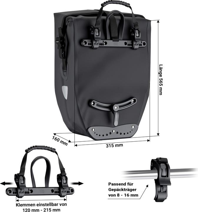Produktbild Wiltec Gepäckträgertasche (25 l, Gepäckträgertasche)
