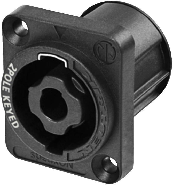 Neutrik NL2MPXX - 2-pole male chassis connector, black D-flange, countersunk through holes