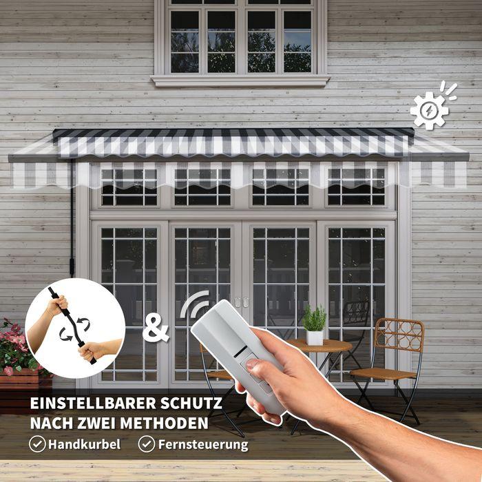 Produktbild Swisshandel24 Balkonmarkise, 350x250x150cm, UV30+ beständig, mit Fernbedienung, Handkurbel, Verstellbare Kassetten (2.50 m)