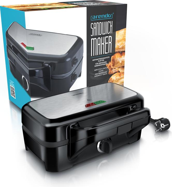 Immagine prodotto Arendo Sandwich maker 1200 W, rivestimento antiaderente, tostapane per grandi toast con piastre rimovibili