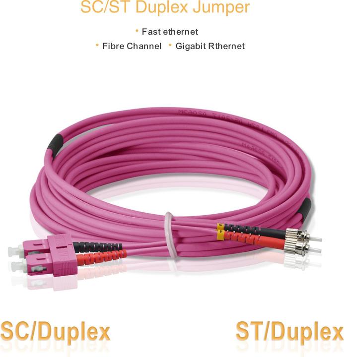 Produktbild Helos OM4 ST Glasfaserkabel 2x ST Violett (CAT7, 7.50 m)