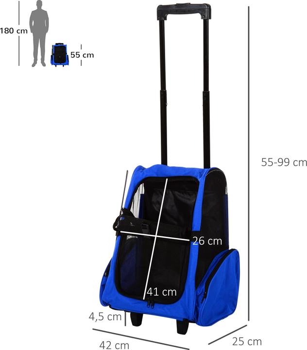 Image du produit PawHut Sac pour chien 2 en 1 utilisable comme trolley ou sac à dos (Chien, Respirant)