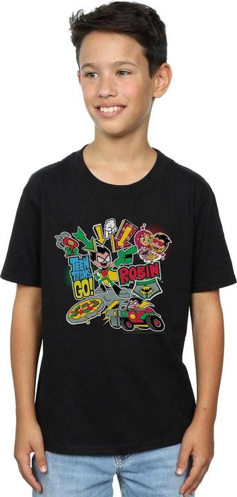 Image du produit - T-shirt TEEN TITANS GO ROBIN MONTAGE - Garçon (140, 146)