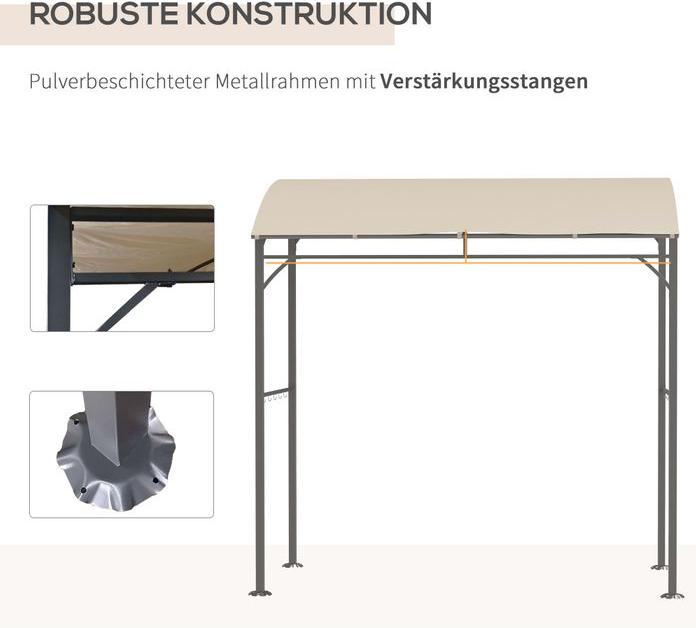 Produktbild Swisshandel24 Grillpavillon, Regenschutz, UV-beständig, mit Haken, Stahl, Polyester, Beige, 215 x 150 x 220 cm (215 cm, 150 cm)