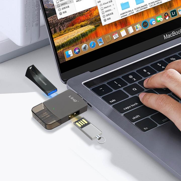 Actual product image LinQ USB-C and Lightning to USB jack adapter (USB, Lightning)