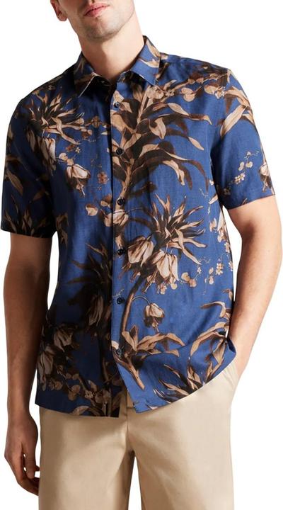Actual product image Ted Baker Unisex Adult Belmar Linen Blend Short-Sleeved Shirt (S)