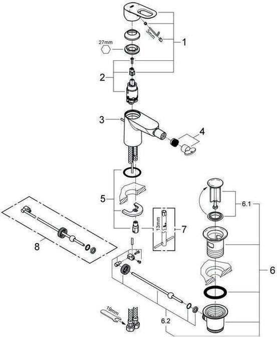 Immagine prodotto Grohe Miscelatore monocomando per bidet BauLoop da 1/2 pollice cromato