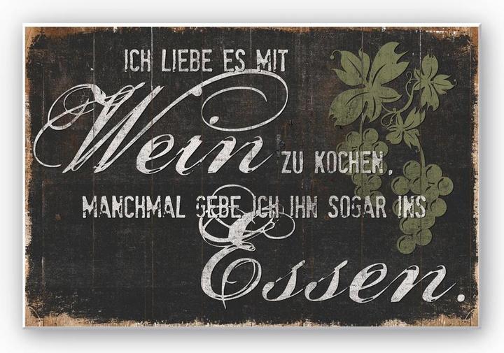 Actual product image Trenddeko I love to cook with wine (30 x 20 cm)