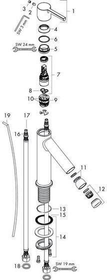 Image du produit Axor Mitigeur monocommande pour bidet STARCK DN 15 m HGri m ZAG 1 1/4" chr