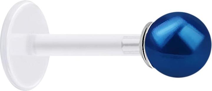 Produktbild Star Piercing Micro Labret transparent mit Perle Kugel dunkelblau (ohne Messing, 925 Sterlingsilber, Bioflex)