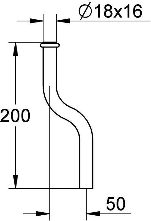 Immagine prodotto Grohe Tubo di scarico per orinatoio d= 18mm, 200mm a manovella 50mm cromo