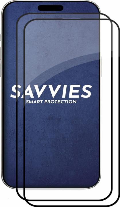 Actual product image Savvies Full-screen armoured glass screen protector (2 Piece, Apple iPhone 16 Pro)