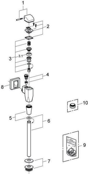 Actual product image Grohe Urinal flush DN 15, surface-mounted chrome