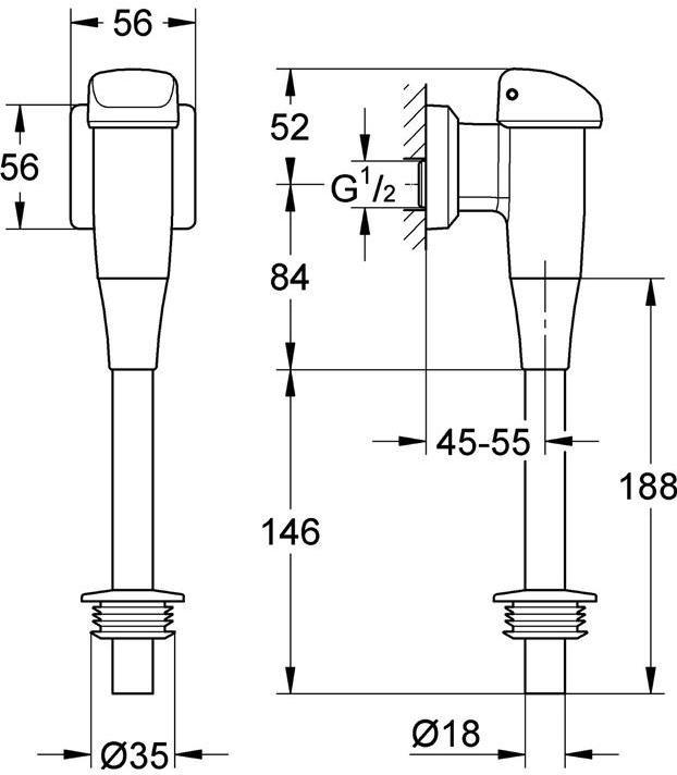 Actual product image Grohe Urinal flush DN 15, surface-mounted chrome