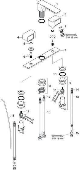 Image du produit hansgrohe Mélangeur lavabo 3-L 50 AXOR URQUIOLA DN 15 m ZAG 1 1/4" m Pl chr
