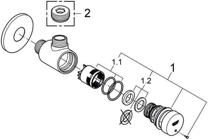 Image du produit Grohe Vanne de douche à fermeture automatique EUROECO CT 1/2 pouce chrome