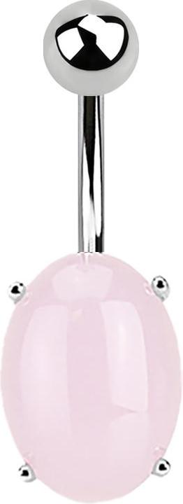 Immagine prodotto Star Piercing Banana in argento con pietra ovale di avventurina rosa (Mnerale, senza ottone, Acciaio chirurgico 316L)