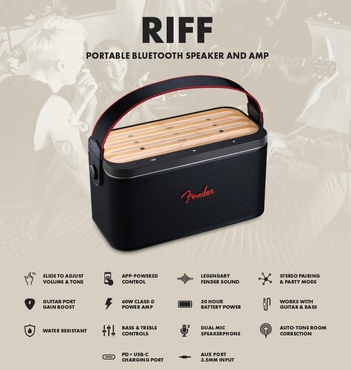Actual product image Fender RIFF 60W Bluetooth Speaker (30 h, Rechargeable battery operated)