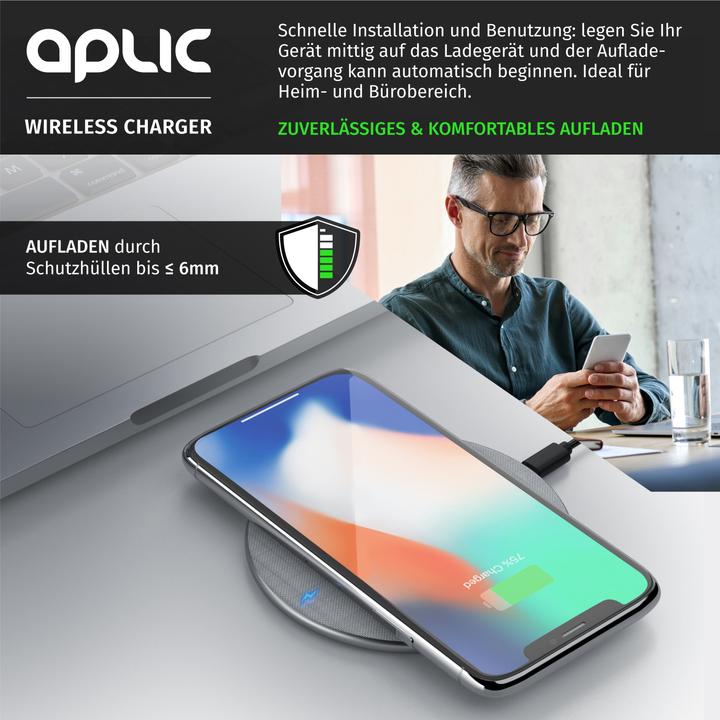 Produktbild Aplic Induktions Ladegerät, Qi Lader - Induktive Schnell-Ladestation, 10W Wireless Induktionsladegerät (10 W)