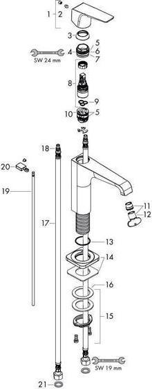 Actual product image hansgrohe EH-WT-MI 125 AXOR CITTERIO E DN 15 m HGri m ZAG 1 1/4inch chr
