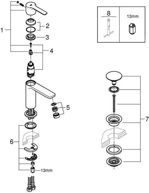 Actual product image Grohe Single-lever basin mixer LINEARE 1/2inch XS-size supersteel