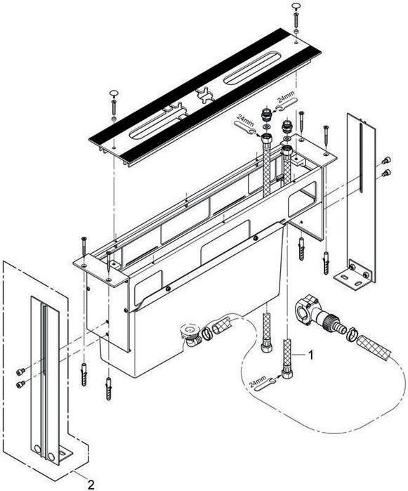 Immagine prodotto Grohe Sottostruttura combinata del bordo vasca f Installazione della panca per piastrelle