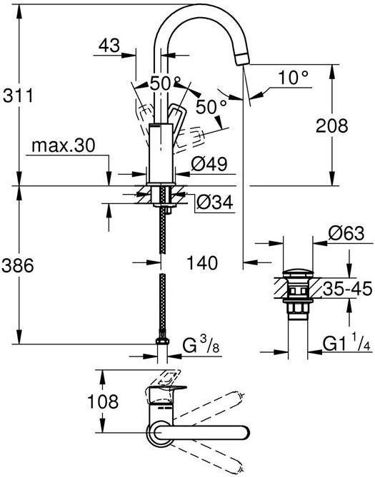 Immagine prodotto Grohe Miscelatore monocomando per lavabo BAULOOP 1/2inch, taglia L, cromo