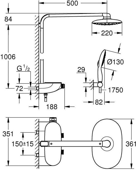 Immagine prodotto Grohe Du-syst RAINSHOWER Sys SMARTCONTRO Mono 360, con miscelatore termostatico cromo