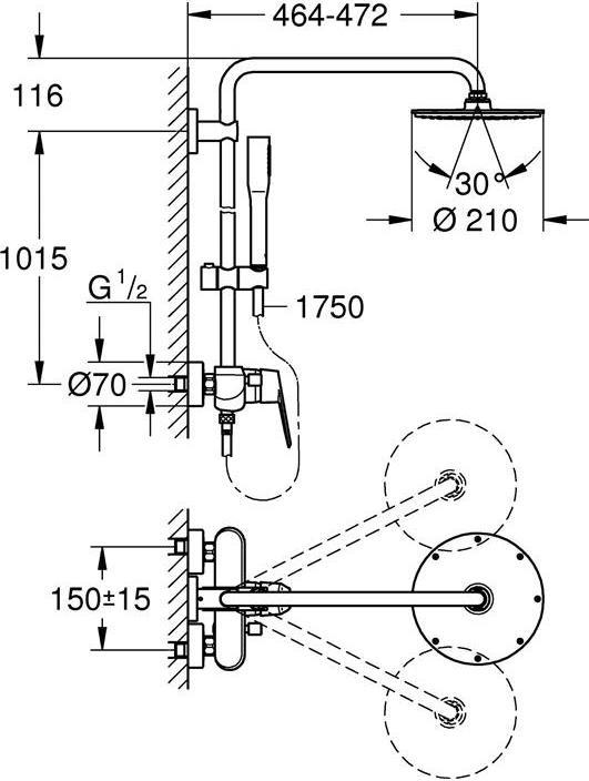 Actual product image Grohe Shower system EUPHORIA EURODISC C System 210 m EH mixer chr