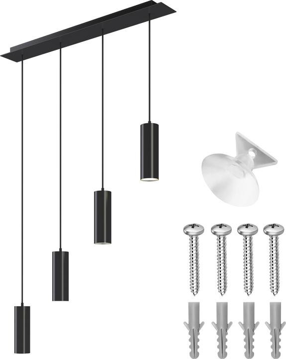 Produktbild tectake Pendelleuchte Lumea, 4-flammig, längenverstellbare Kabel (GU10)