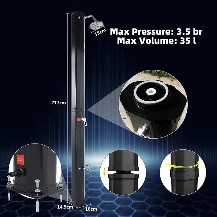 Actual product image CCLife Solar Shower 35L, Black